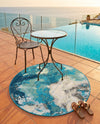 Urban Terrace Collection Area Rug -  Gazebo Round Blue and Ivory  lifestyle 47