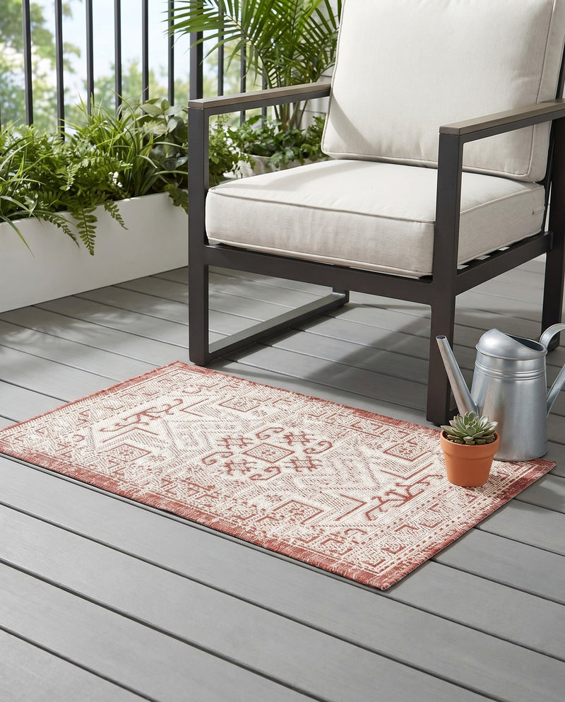 Tribal Terrace Treasures Collection Area Rug - Mayan Marina (Rust Red) Rectangle Rust Red  lifestyle 11