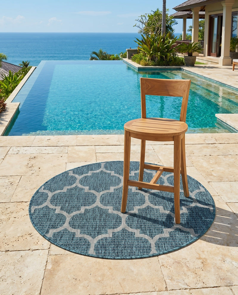 Savannah Pergola Collection Area Rug - Arbor (Teal) Round Teal  lifestyle 31