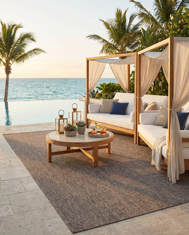 Seaside Serenity Collection Area Rug - Veranda (Light Brown) Rectangle Light Brown  lifestyle 24