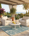 Desert Nomad Terrace Collection Area Rug - Sahara (Light Aqua) Square Light Aqua  lifestyle 69