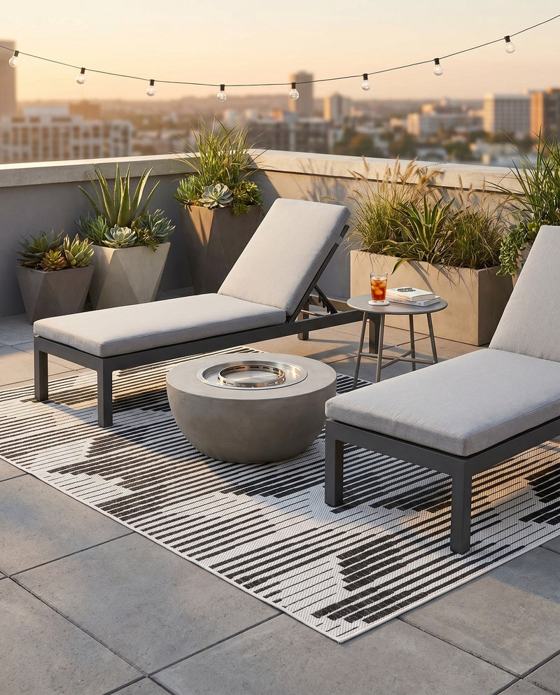 Urban Terrace Collection Area Rug -  Bronx Rectangle Black and White  lifestyle 24