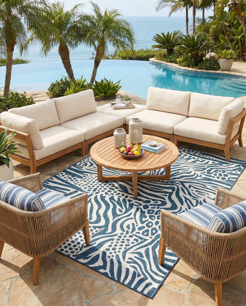Savannah Escape Collection Area Rug -  Masai Rectangle Navy Blue and Ivory  lifestyle 16