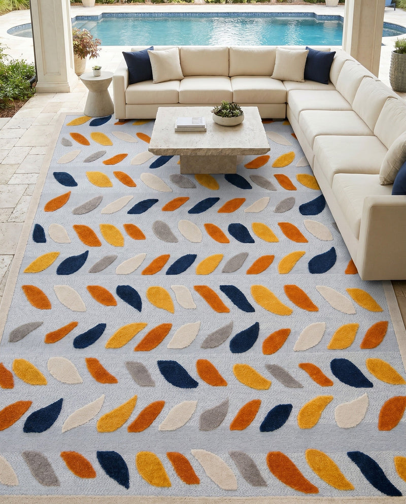 Bahama Breeze Outdoor Collection Area Rug - Nassau Rectangle Gray  lifestyle 43