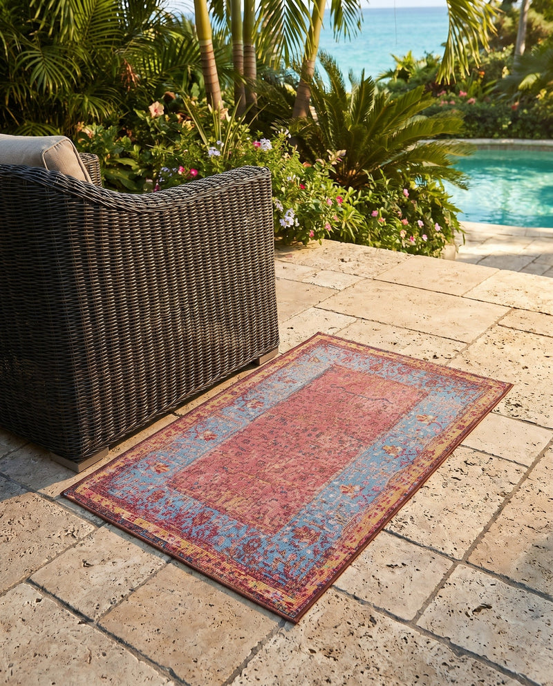 Patio Heritage Collection Area Rug -  Serenity Rectangle Vintage Salmon Coral  lifestyle 18