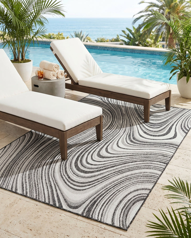 Urban Terrace Collection Area Rug - Soho Rectangle Charcoal Ivory  lifestyle 34