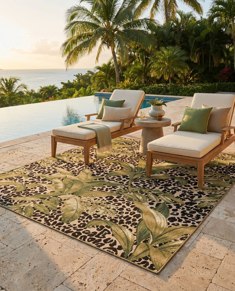Seaside Blooms Collection Area Rug -  Lotus Rectangle Green  lifestyle 18