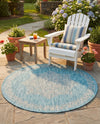 Patio Heritage Collection Area Rug -  Charleston (Light Aqua) Round Light Aqua  lifestyle 50