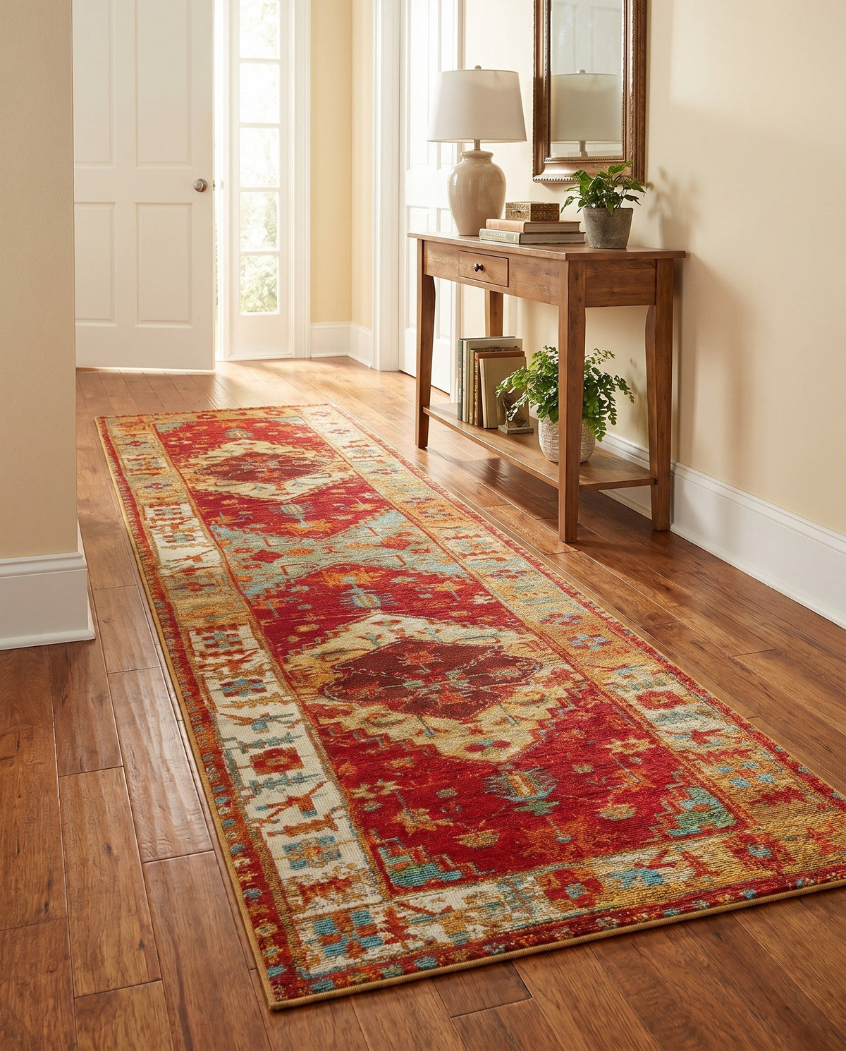 Patio Heritage Collection Area Rug -  Arbor Runner Red Green Blue  lifestyle 91