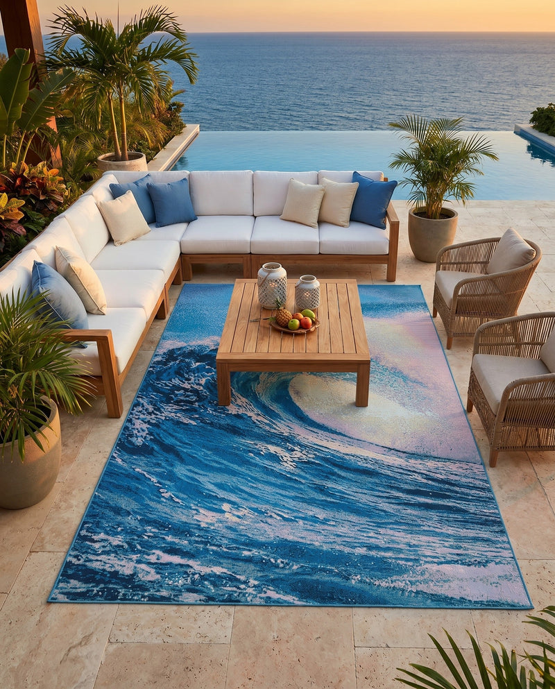 Urban Terrace Collection Area Rug - Veranda Rectangle Blue  lifestyle 18
