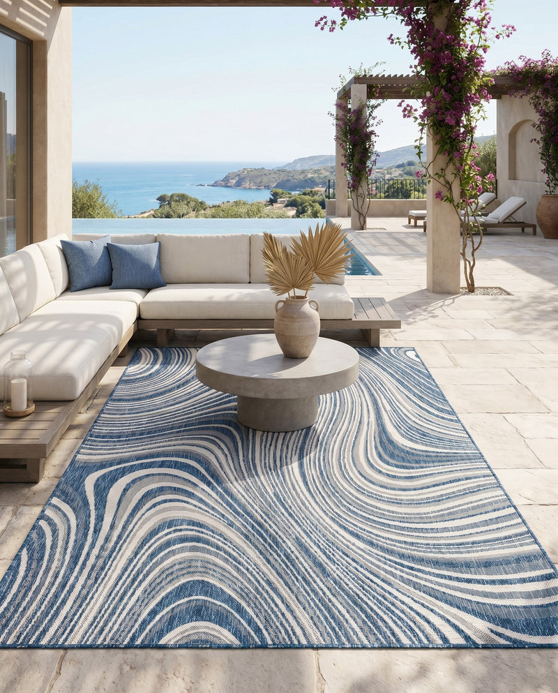 Urban Terrace Collection Area Rug - Soho Rectangle Blue  lifestyle 58