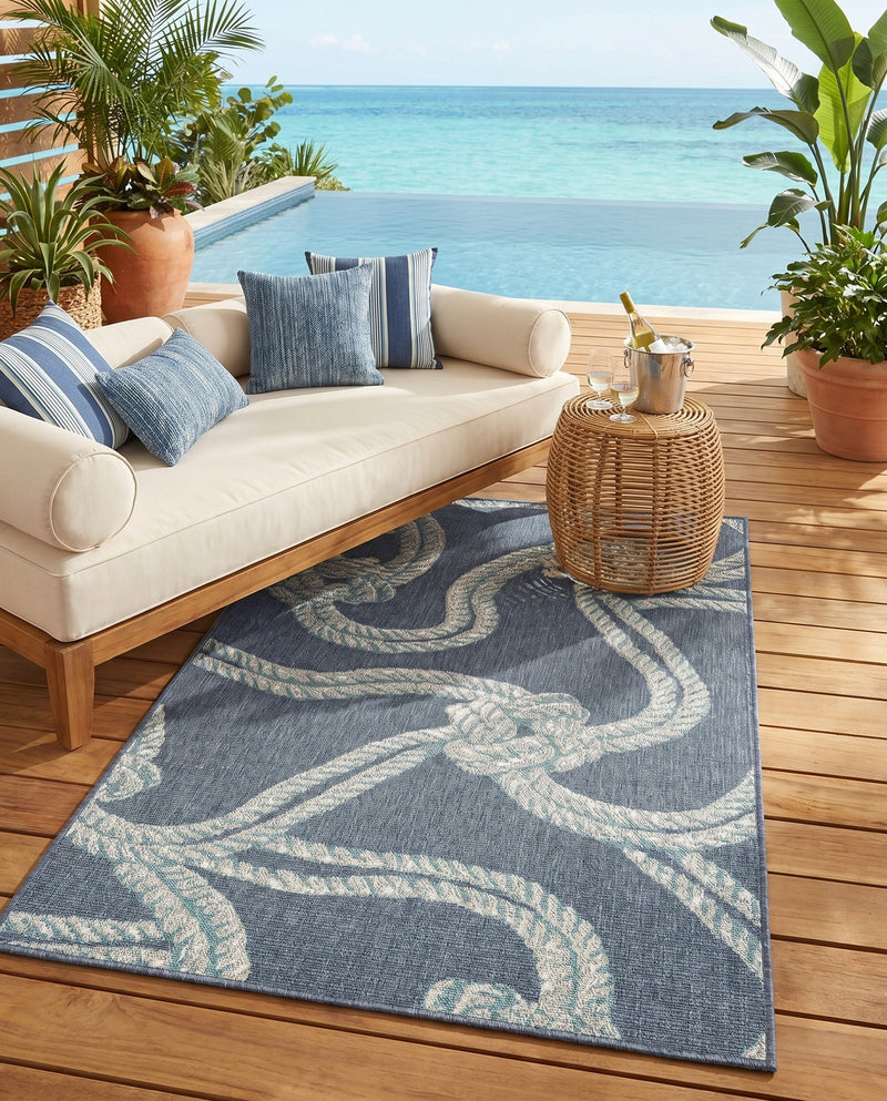 Seaside Haven Rugs Collection Area Rug -  Boardwalk Rectangle Navy Blue  lifestyle 13