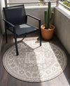 Tribal Terrace Treasures Collection Area Rug -  Incan Isle (Light Gray) Round Light Gray  lifestyle 55
