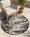 Urban Terrace Collection Area Rug -  Midtown Round Black and White  lifestyle 71