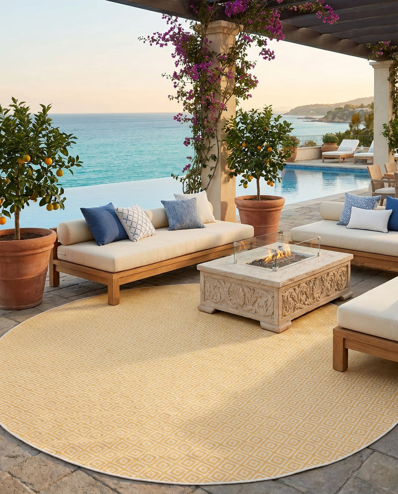Urban Oasis Rugs Collection Area Rug -  Rooftop (Yellow Ivory) Round Yellow Ivory  lifestyle 52
