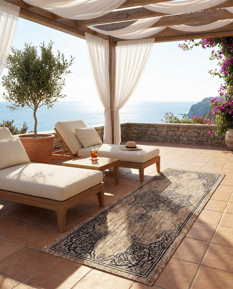 Patio Heritage Collection Area Rug -  Charleston (Beige) Runner Beige  lifestyle 58
