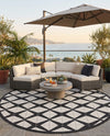 Urban Terrace Collection Area Rug -  Hudson Round Black and White  lifestyle 73