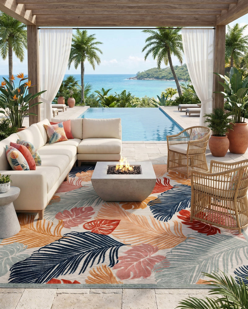 Seaside Blooms Collection Area Rug -  Tranquil Rectangle Multi  lifestyle 45