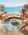 Desert Nomad Terrace Collection Area Rug - Sahara (Light Aqua) Round Light Aqua  lifestyle 26