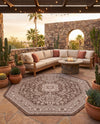 Tribal Terrace Treasures Collection Area Rug -  Incan Isle (Brown) Octagon Brown  lifestyle 70