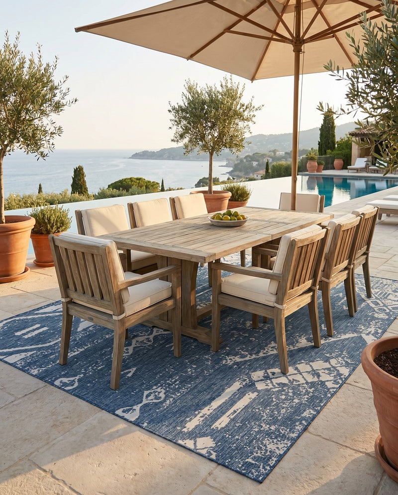 Desert Nomad Terrace Collection Area Rug - Sahara (Blue) Rectangle Blue  lifestyle 22