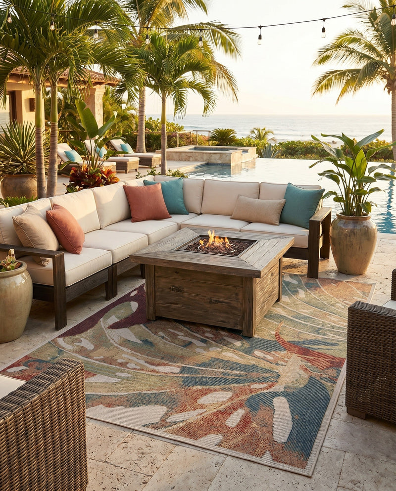 Coastal Terrace Collection Area Rug -  Wavecrest Rectangle Multi  lifestyle 29