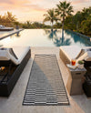 Seaside Stripes Collection Area Rug - Cabana (Charcoal) Runner Charcoal  lifestyle 26