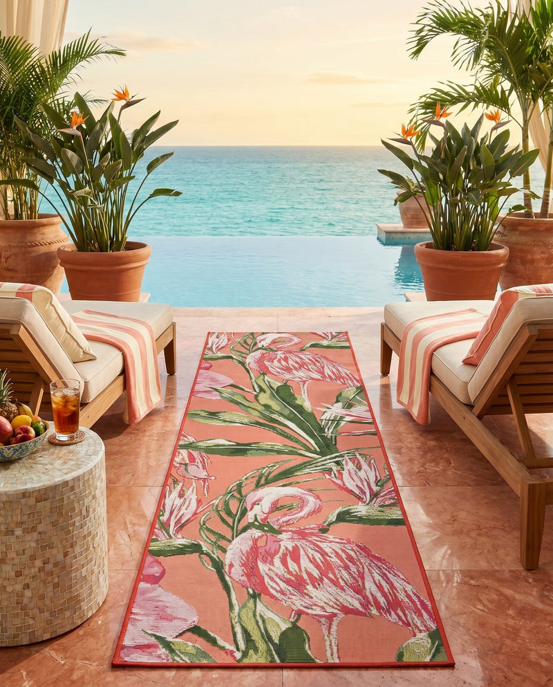 Seaside Blooms Collection Area Rug -  Kyoto Runner Coral  lifestyle 21