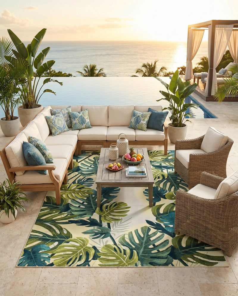Seaside Blooms Collection Area Rug -  Ivy Rectangle Green  lifestyle 33