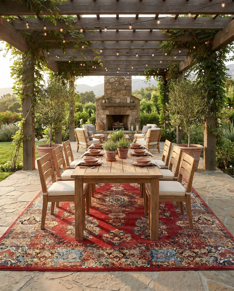 Patio Heritage Collection Area Rug -  Terrace Rectangle Antique Red  lifestyle 26