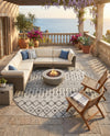 Savannah Pergola Collection Area Rug -  Pergola (Gray) Round Gray  lifestyle 57