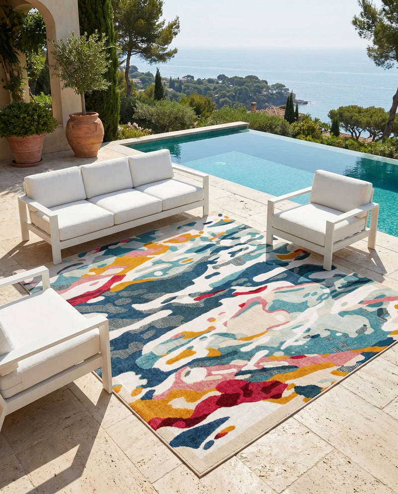 Outdoor Marrakesh Collection Area Rug -  Meknes Square Multi  lifestyle 71