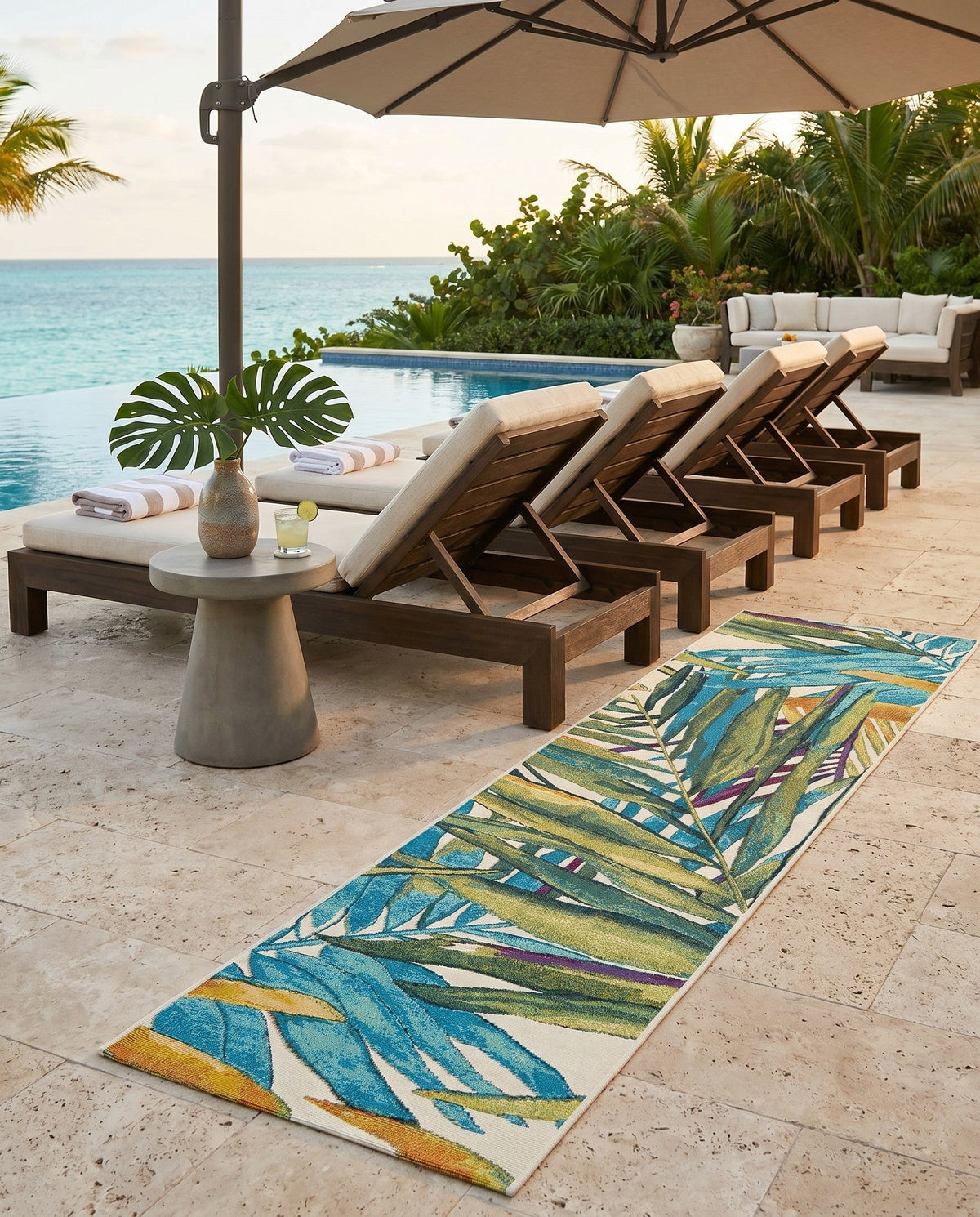 Seaside Blooms Collection Area Rug -  Arcadia Runner Multi  lifestyle 55