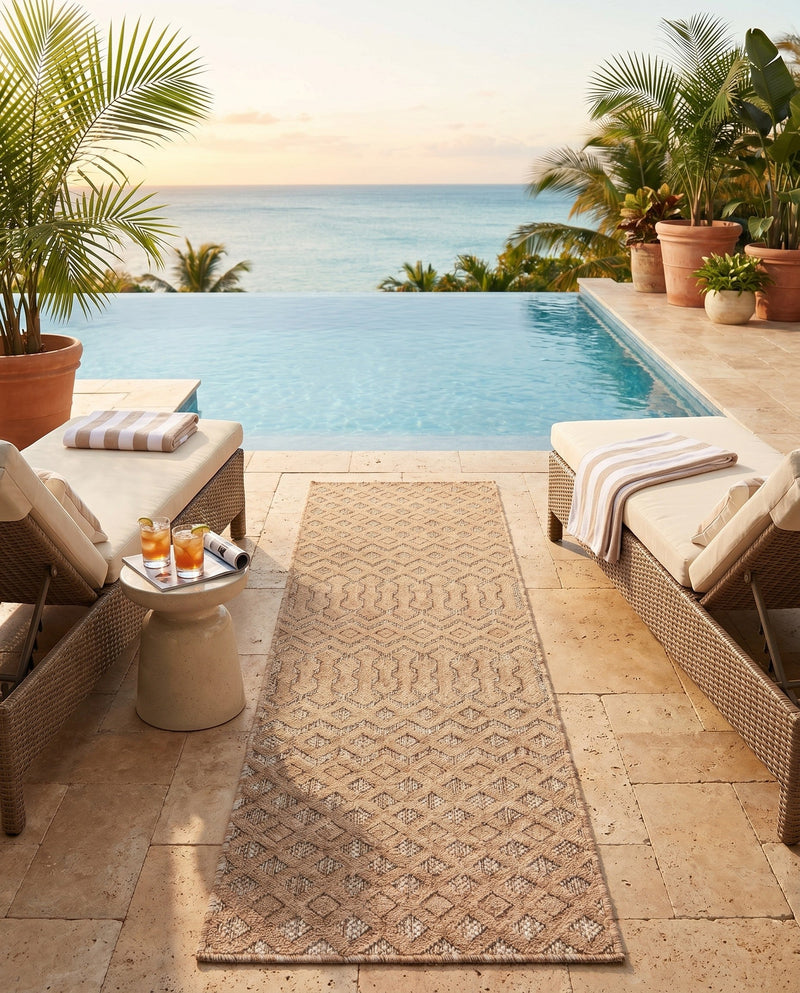 Garden Lattice Charm Collection Area Rug -  Pergola (Beige) Runner Beige  lifestyle 58