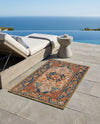 Patio Heritage Collection Area Rug -  Grove Rectangle Navy Blue and Rust Red  lifestyle 8