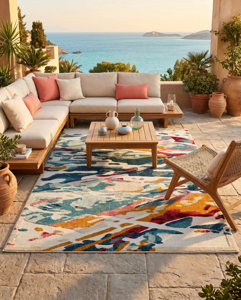 Outdoor Marrakesh Collection Area Rug -  Meknes Rectangle Multi  lifestyle 22