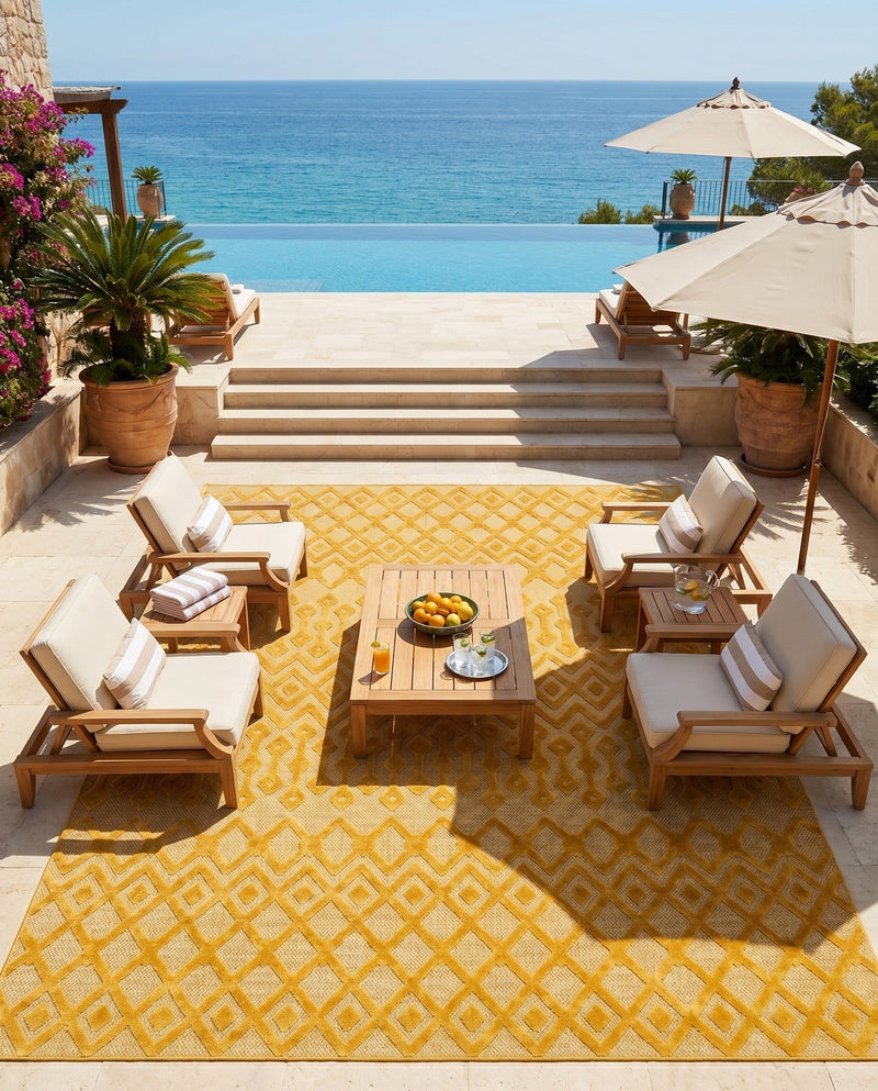 Garden Lattice Charm Collection Area Rug -  Pergola (Yellow) Rectangle Yellow  lifestyle 15