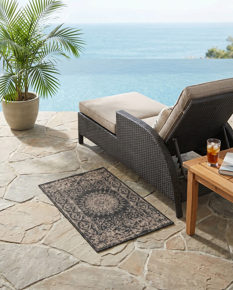 Patio Heritage Collection Area Rug -  Lafayette (Black) Rectangle Black  lifestyle 17