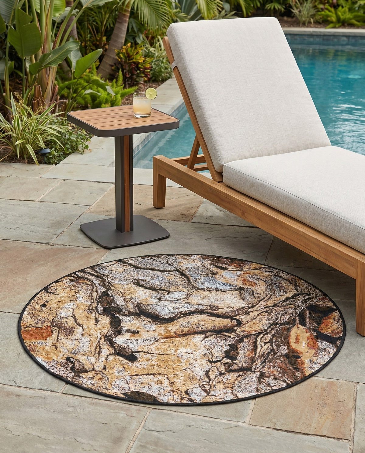 Urban Terrace Collection Area Rug -  Horizon Round Multi  lifestyle 83