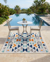 Bahama Breeze Outdoor Collection Area Rug -  Andros Square Gray  lifestyle 81