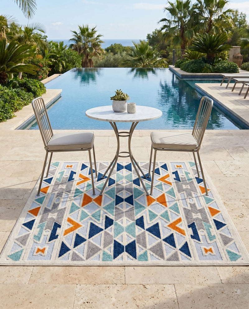 Bahama Breeze Outdoor Collection Area Rug -  Andros Square Gray  lifestyle 81