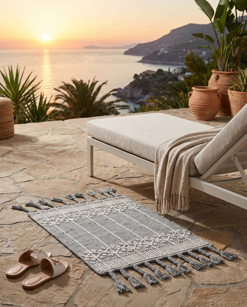 Sustainable Nomad Terrace Collection Area Rug - Reef Rectangle Cool Gray  lifestyle 30