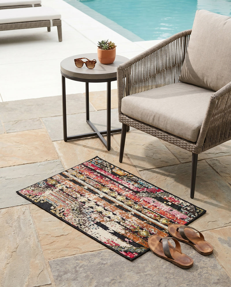Outdoor Marrakesh Collection Area Rug -  Agadir Rectangle Multi Black  lifestyle 49