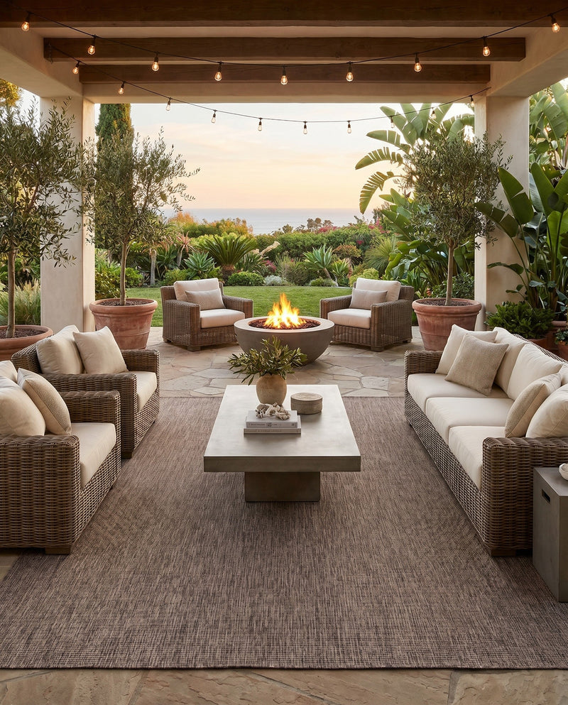 Seaside Serenity Collection Area Rug - Veranda (Light Brown) Rectangle Light Brown  lifestyle 17