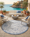 Tribal Terrace Treasures Collection Area Rug - Mayan Marina (Blue) Round Blue  lifestyle 83