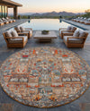Patio Heritage Collection Area Rug -  Oasis Round Multi  lifestyle 59