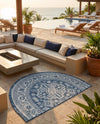 Tribal Terrace Treasures Collection Area Rug -  Incan Isle (Blue) Hearth Blue  lifestyle 51