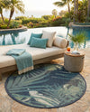 Coastal Terrace Collection Area Rug -  Anchor Round Navy Blue  lifestyle 67