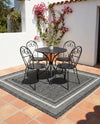 Terrace Fringe Collection Area Rug - Veranda (Black) Square Black  lifestyle 55