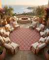 Savannah Pergola Collection Area Rug - Arbor (Rust Red) Round Rust Red  lifestyle 54